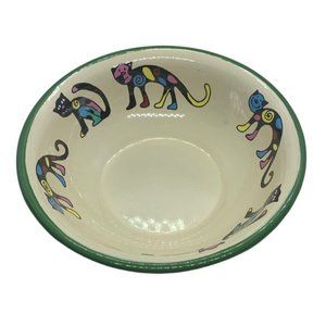 Enameled Cat Dog Pet Dish Food or Water Bowl With Kitten Design